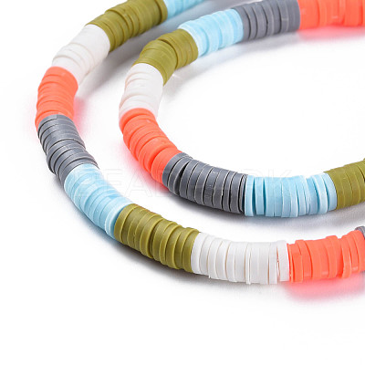 Fixed 5 Color Handmade Polymer Clay Bead Strands CLAY-S096-029F-1