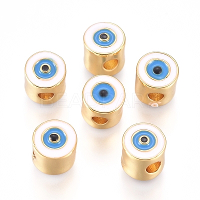 Brass Enamel Beads KK-L189-21G-1