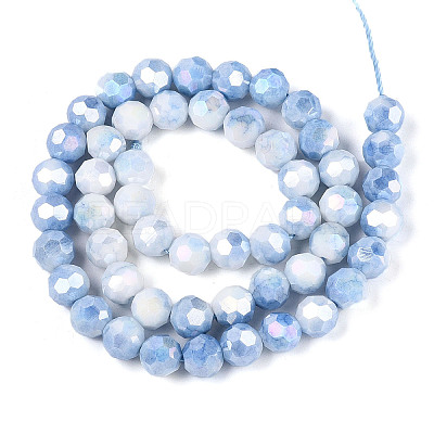 Anti-Tarnish Electroplate Glass Beads Strands EGLA-T021-8mm-15-09-1