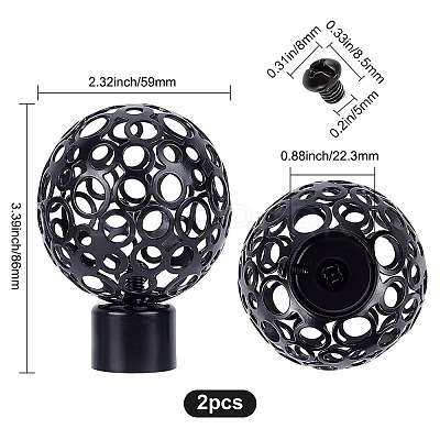 Iron Round Curtain Rod Finials AJEW-WH0248-247-1