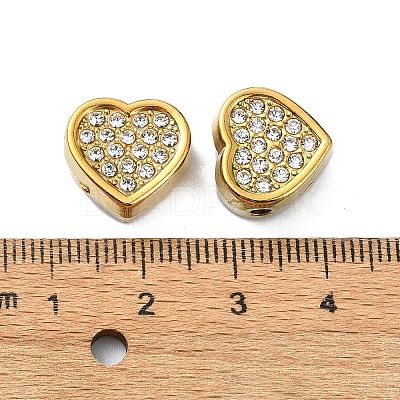 Heart Shape 304 Stainless Steel Beads STAS-C089-07G-1