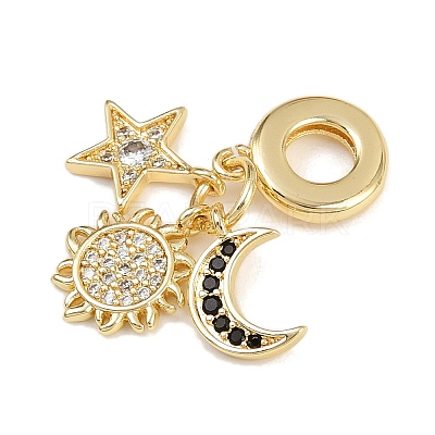 Brass Micro Pave Clear and Black Cubic Zirconia European Dangle Charms KK-N271-27G-1