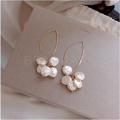 Alloy Pearl Bead Dangle Earrings FS-WG097D2-01-1