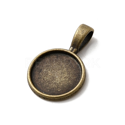 Flat Round Alloy Pendant Cabochon Settings PALLOY-N0088-27AB-NF-1