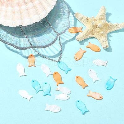 20Pcs Dyed Natural Shell Fish Pendants SHEL-FS0001-16-1