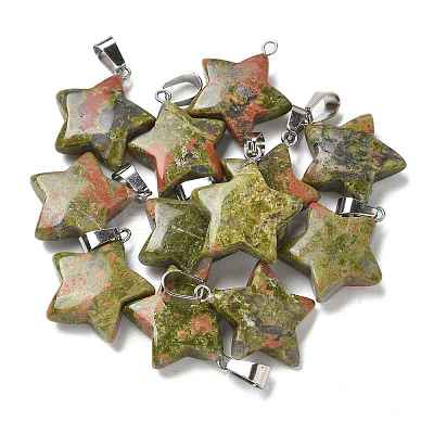 Natural Unakite Pendants G-B127-12P-12-1