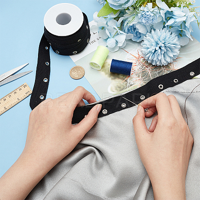 8 Yards Cotton Twill Tape Ribbons with Stainless Steel Eyelets OCOR-BC0006-43A-1
