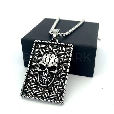 Vintage Punk 304 Stainless Stee Skull Medal Pendant Necklaces for Men TO1001-1