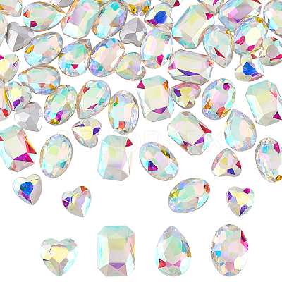 64Pcs 4 Style Glass Rhinestone Cabochons RGLA-FG0001-11A-1