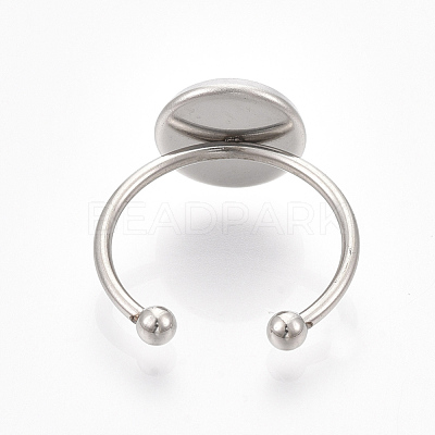 Tarnish Resistant 201 Stainless Steel Cuff Finger Rings Components STAS-T047-19B-1