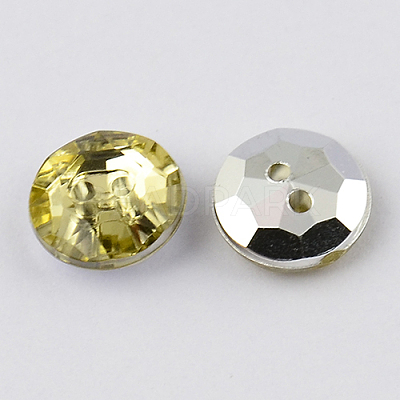 2-Hole Taiwan Acrylic Rhinestone Flat Round Buttons BUTT-F015-10mm-33-1