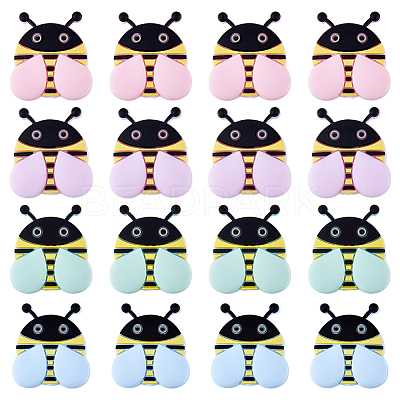 16Pcs 4 Colors Bees Food Grade Eco-Friendly Silicone Focal Beads SIL-DC0001-42-1