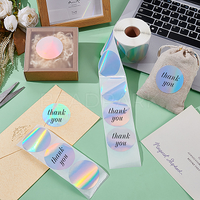 Round Dot Paper Holographic Thermal Printable Label Stickers STIC-WH0004-43-1