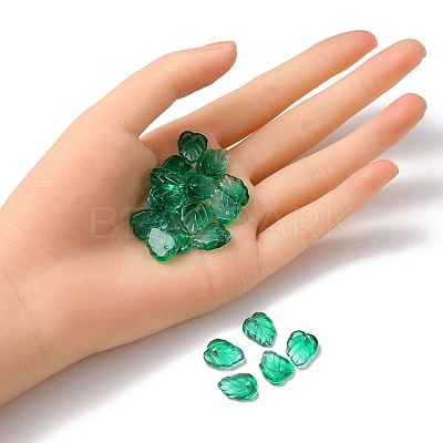 Autumn Theme Two-Tone Transparent Glass Charms GLAA-YW0001-53E-1