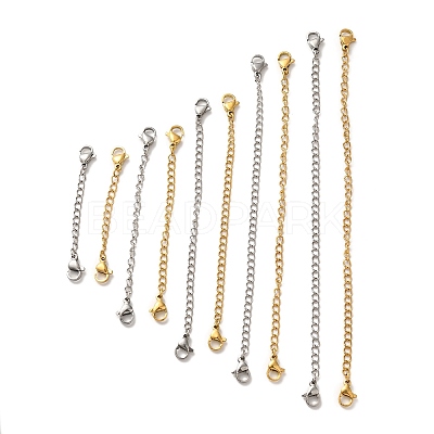 10Pcs 5 Size Ion Plating(IP) 304 Stainless Steel Chain Extender STAS-E192-03GP-1