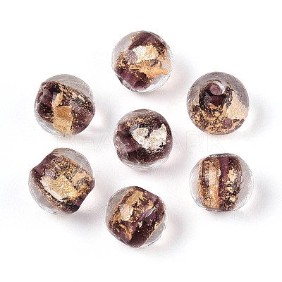 Handmade Gold Foil Glass Beads LAMP-C004-03H-1