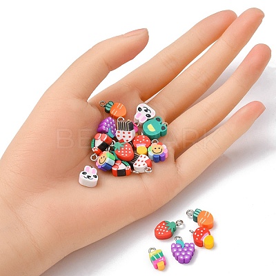 20Pcs 10 Style Handmade Polymer Clay Charms CLAY-YW0001-75-1