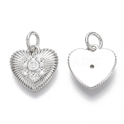 Brass Micro Pave Clear Cubic Zirconia Charms KK-S356-018P-NF-1