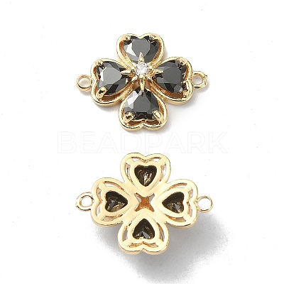 Brass Pave Clear Cubic Zirconia Connector Charms X-KK-B072-09G-1