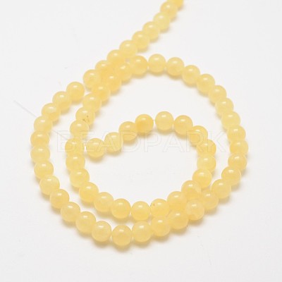 Natural Yellow Jade Bead Strands G-K121-01-4mm-1