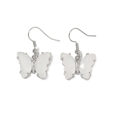 Natural Mixed Stone Brass Dangle Earrings EJEW-M081-01P-1