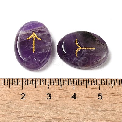13Pcs Natural Amethyst Rune Stone G-C095-02F-1