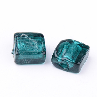 Handmade Silver Foil Lampwork Beads FOIL-S006-20x20mm-04-1