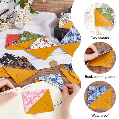 12Pcs 12 Style Printed Imitation Leather Page Corners AJEW-GO0001-11-1