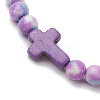 Synthetic Ocean White Jade Braided Beaded Bracelets BJEW-JB11016-04-1