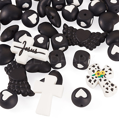 Religion Theme Food Grade Eco-Friendly Silicone Beads SIL-TA0002-97-1