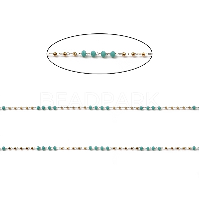 Rondelle Glass Beaded Link Chains CHS-G028-07G-02-1