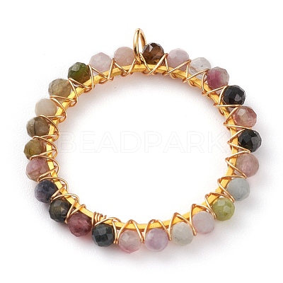 Natural Mixed Gemstone Pendants PALLOY-JF00590-1