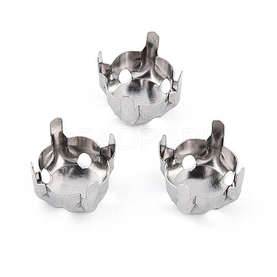 Non-Tarnish 201 Stainless Steel Sew on Prong Settings STAS-T032-01-8mm-P-1