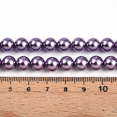 Baking Paint Pearlized Glass Pearl Bead Strands HY-N002-8mm-A14-1
