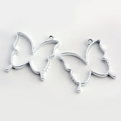 Rack Plating Alloy Butterfly Open Back Bezel Pendants X-PALLOY-S047-34D-FF-1