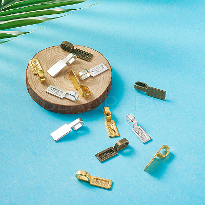 Tibetan Style Alloy Glue-on Flat Pad Bails TIBE-TA0001-09-1