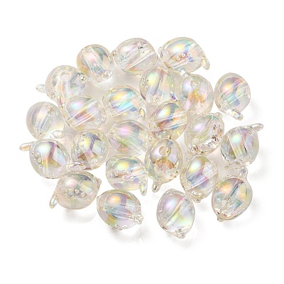 UV Plating Rainbow Iridescent Acrylic Beads OACR-F004-07F-1