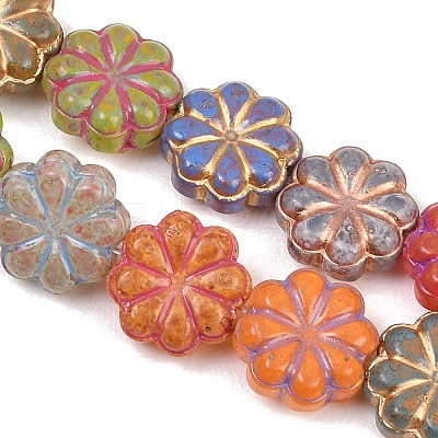 Painted Glass Beads Strands GLAA-F133-07B-1