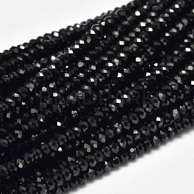 Faceted Rondelle Natural Black Spinel Bead Strands A-G-F289-42A-1