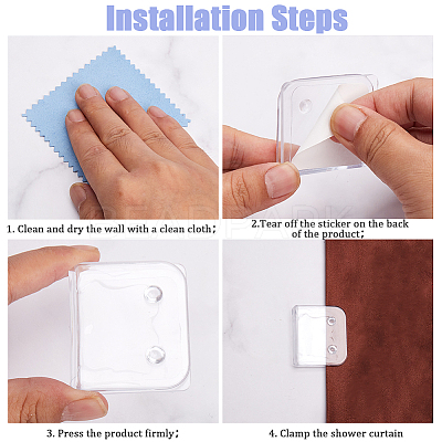 5 Sets Self Adhesive ABS Plastic Shower Curtain Clips DIY-CN0003-12-1