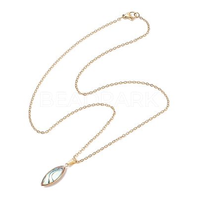 Natural Paua Shell Pendant Necklaces NJEW-JN05141-01-1