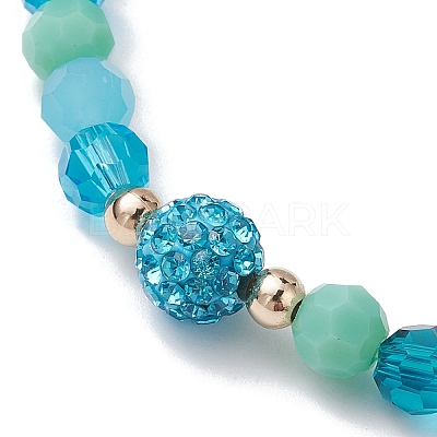 Glass Faceted Round Beaded Stretch Bracelets BJEW-JB10057-01-1