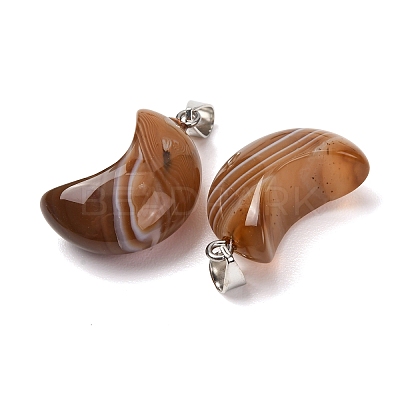 Natural Banded Agate Pendants G-F820-02L-20-1