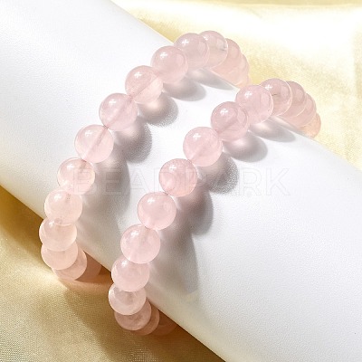 Grade A Natural Rose Quartz Round Beads Stretch Bracelets for Women BJEW-L712-B02-8mm-1