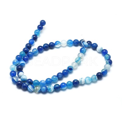 Natural Striped Agate/Banded Agate Beads Strands G-I254-03A-05-1