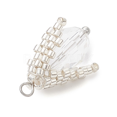Glass Seed Beaded Bud Pendants PALLOY-MZ01096-02-1