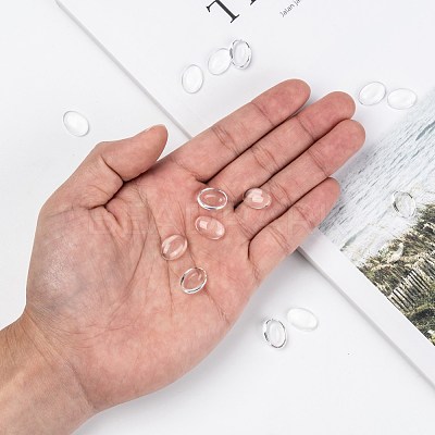 Transparent Oval Glass Cabochons X-GGLA-R022-14x10-1