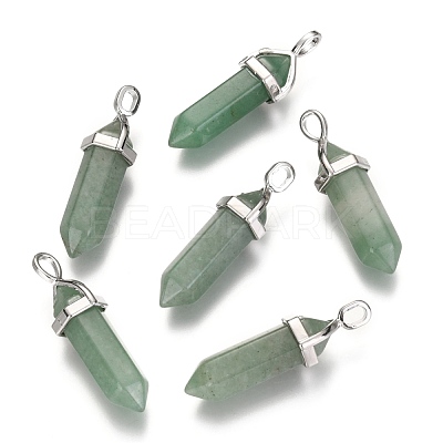 Natural Green Aventurine Double Terminated Pointed Pendants G-F295-04A-1