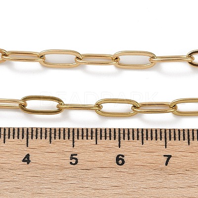 Ion Plating(IP) 304 Stainless Steel Paperclip Chain Necklace for Women X-NJEW-C011-03G-1