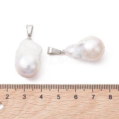 Natural Baroque Keshi Pearl Pendants PALLOY-JF05461-1